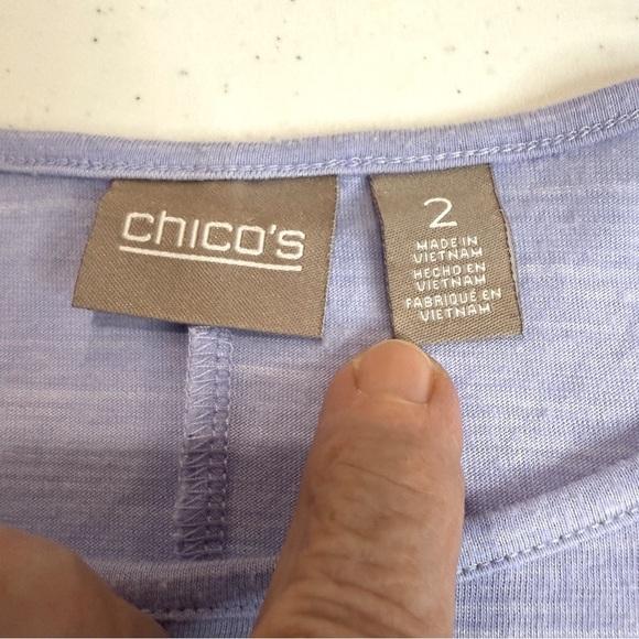 Chico's Shirt Polyester Rayon Periwinkle 3/4 Sleeves Women’s Size 12 (Chico’s 2) - Picture 7 of 11